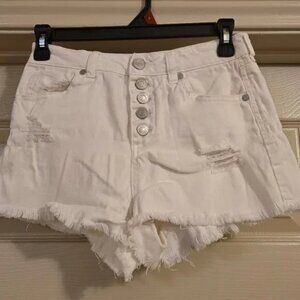 White Refuge Distressed Shorts